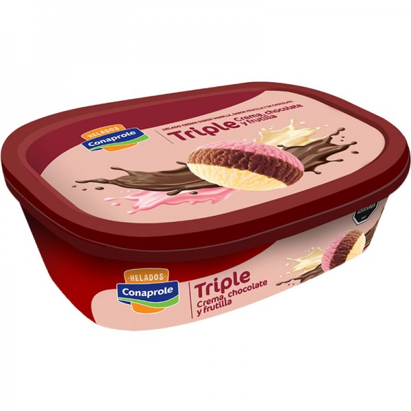 Cassata 1 lt Conaprole frutilla, vainilla y chocolate