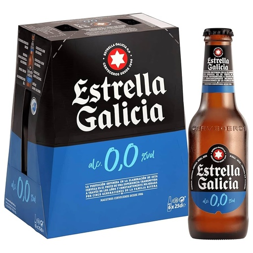 Pack Estrella Galicia 250cc sin alcohol x 6
